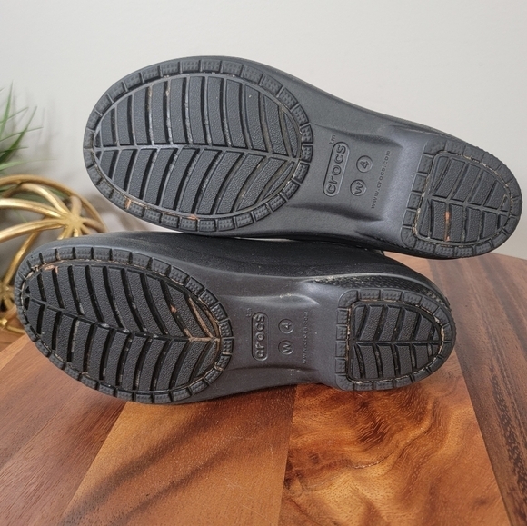 CROCS Black Rain Boots Pull on Chelsea Boot Waterproof Size Women's 4 - Picture 11 of 14